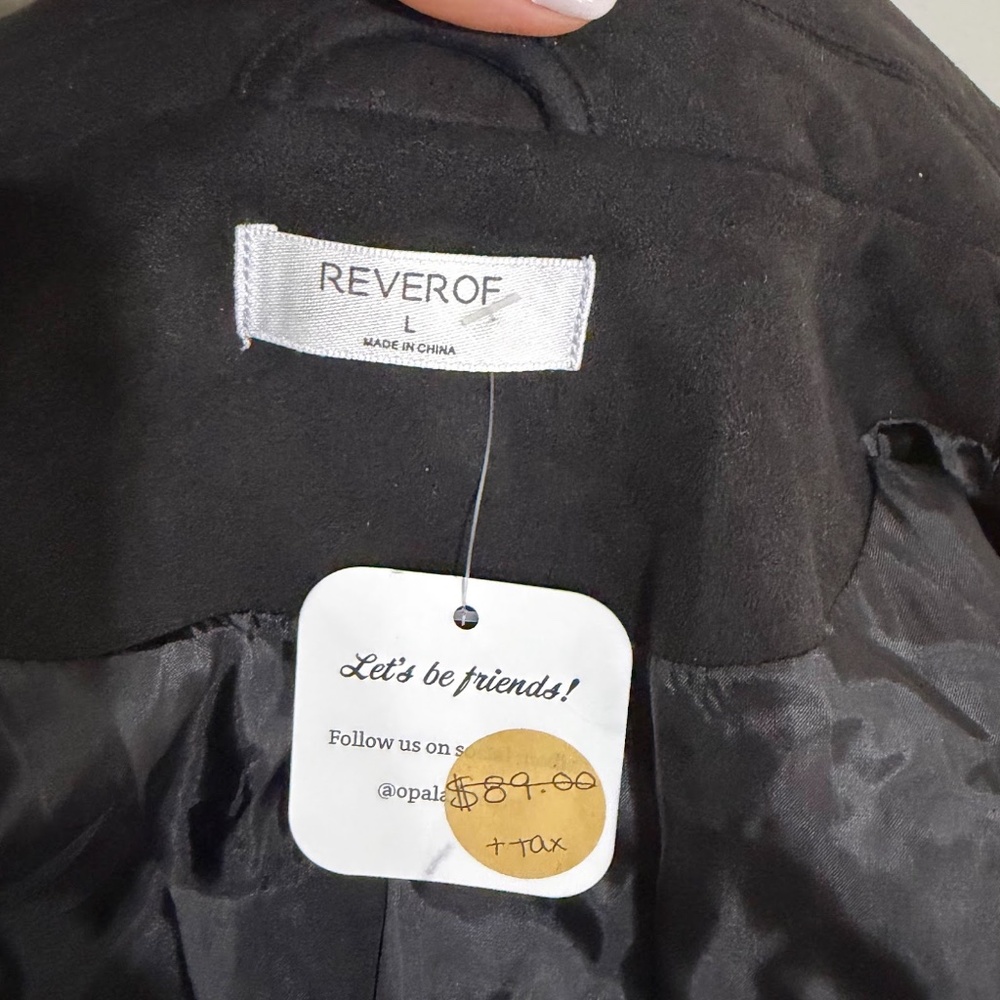 REVEROF Women's Black Faux Suede Leather Fringe Jacket Size L Western Cow Girl - Picture 7 of 10